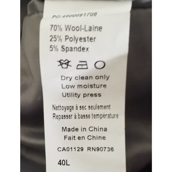 NWT Calvin Klein Gray Suit Jacket Wool Blend 40L Single-Breasted - Picture 5 of 5